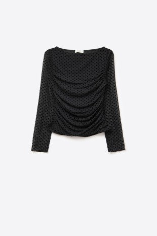 Chic Sheer Polka Dot Blouse | BLACK