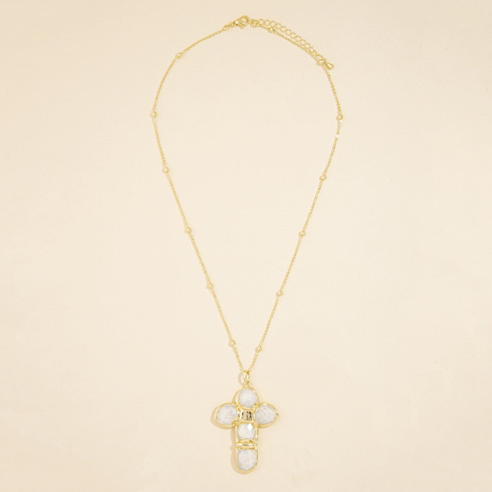 Semi Precious Stone Cross Pendant Necklace | VARIEDAD