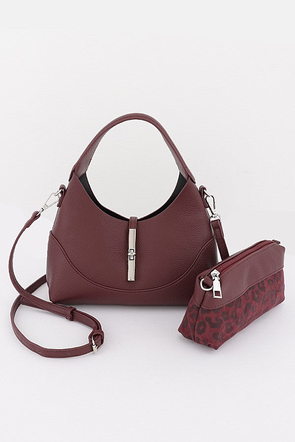 Fall Vegan Leather Handbag | BURGUNDY