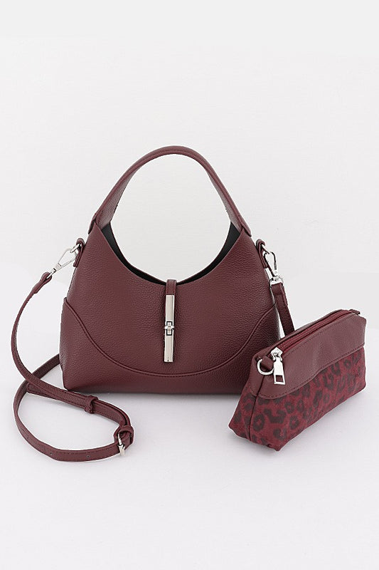 Fall Vegan Leather Handbag | BURGUNDY