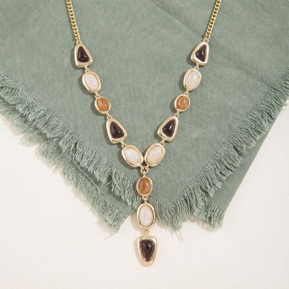 Bezel Y Stone Necklace