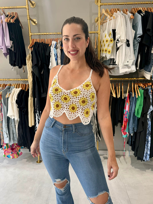 Sunflower Crochet Crop Top