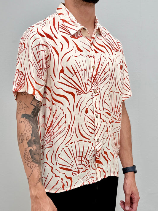Red Beach Button Down Shirt