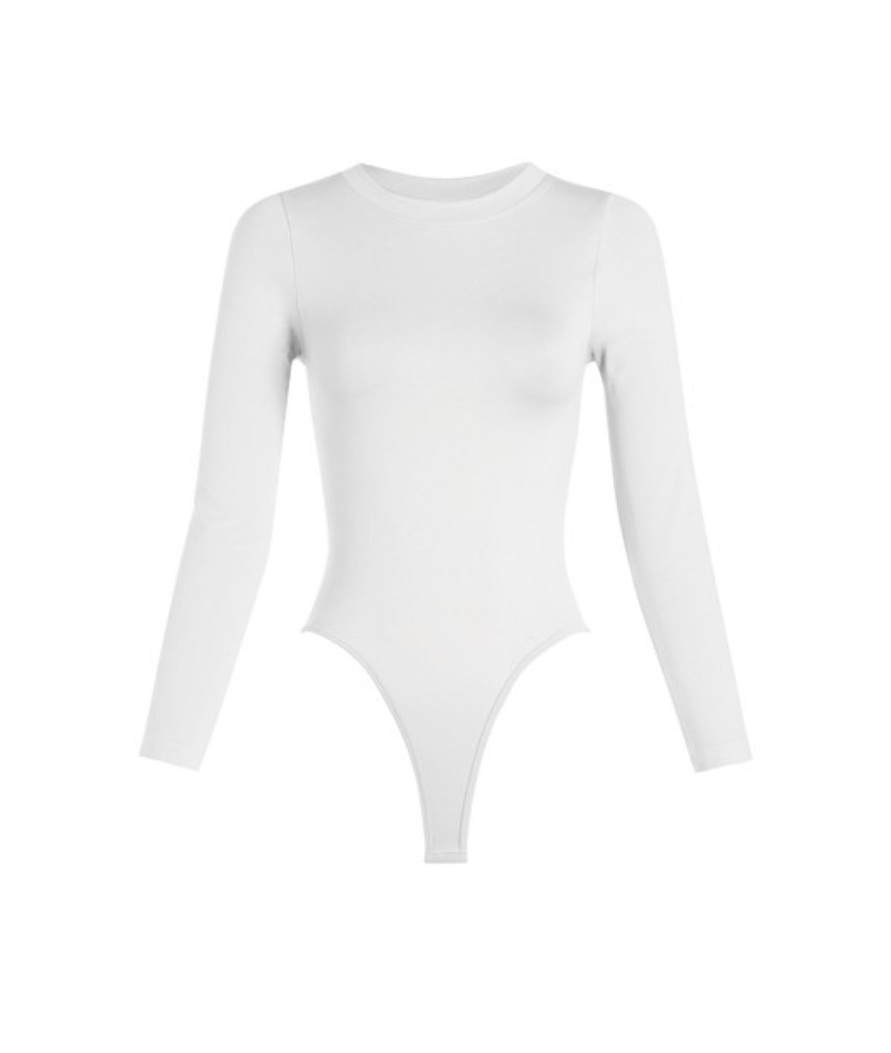 Smooth Crewneck Long Sleeve Bodysuit | WHITE