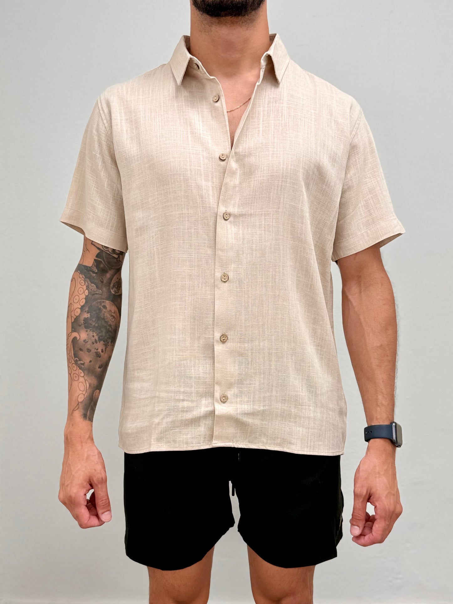 Khaki Linen Button Down Shirt (Copy)