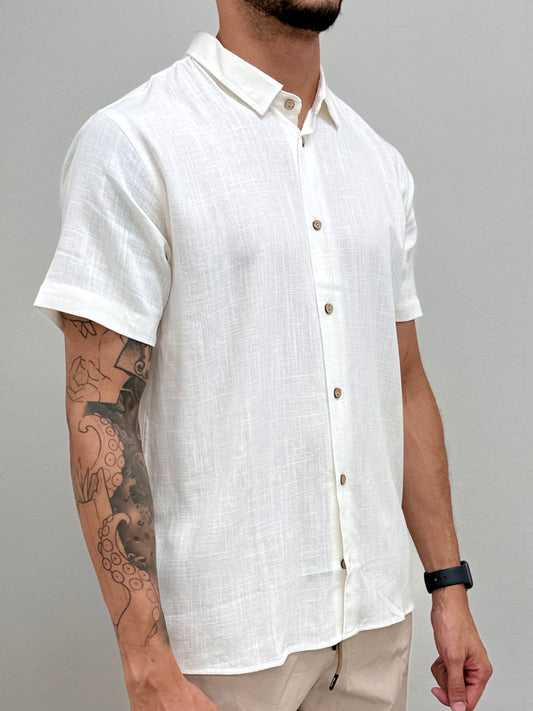 White Linen Button Down Shirt