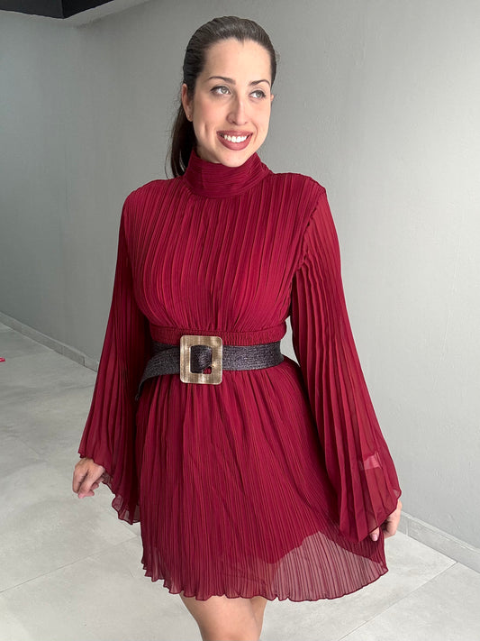 Rouge Pleated Dress