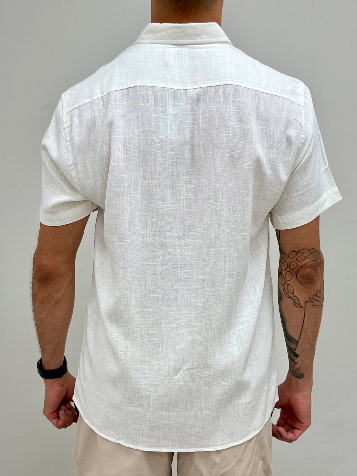 White Linen Button Down Shirt
