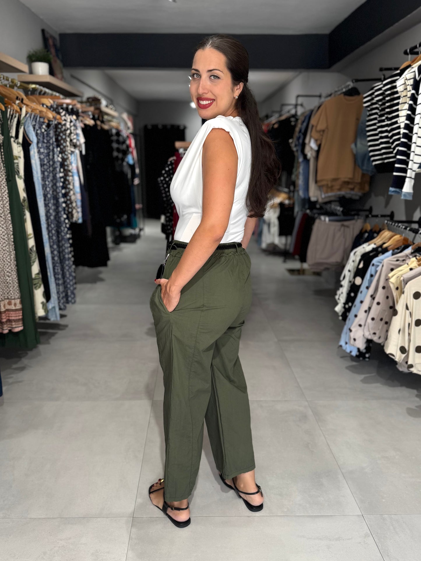 Lizzy Cotton Pant | OLIVE