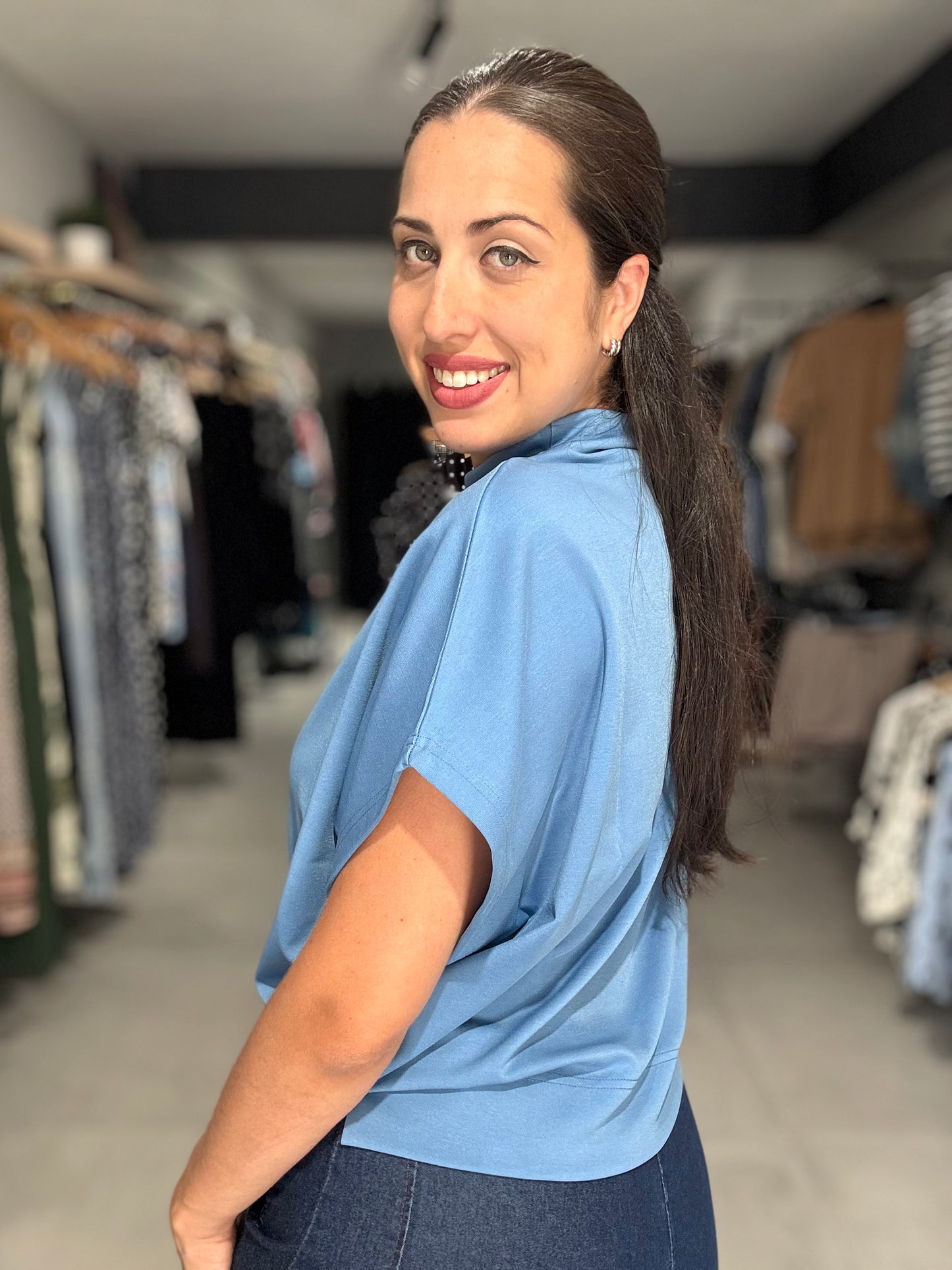 Mock Neck Blouse | DENIM