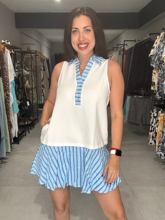 Blue Stripes Detail Dress