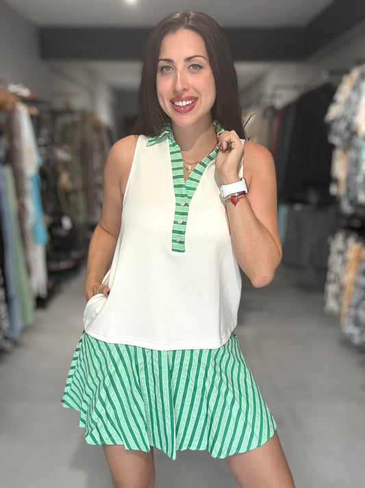 Green Stripes Detail Dress