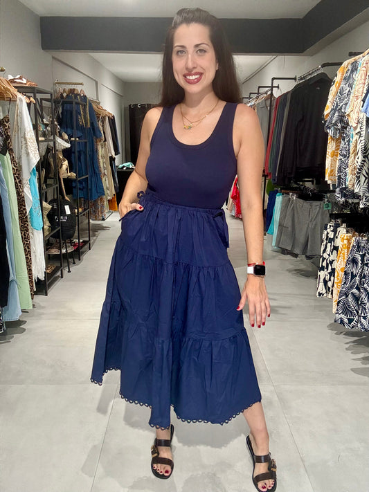 Navy Poplin Dress