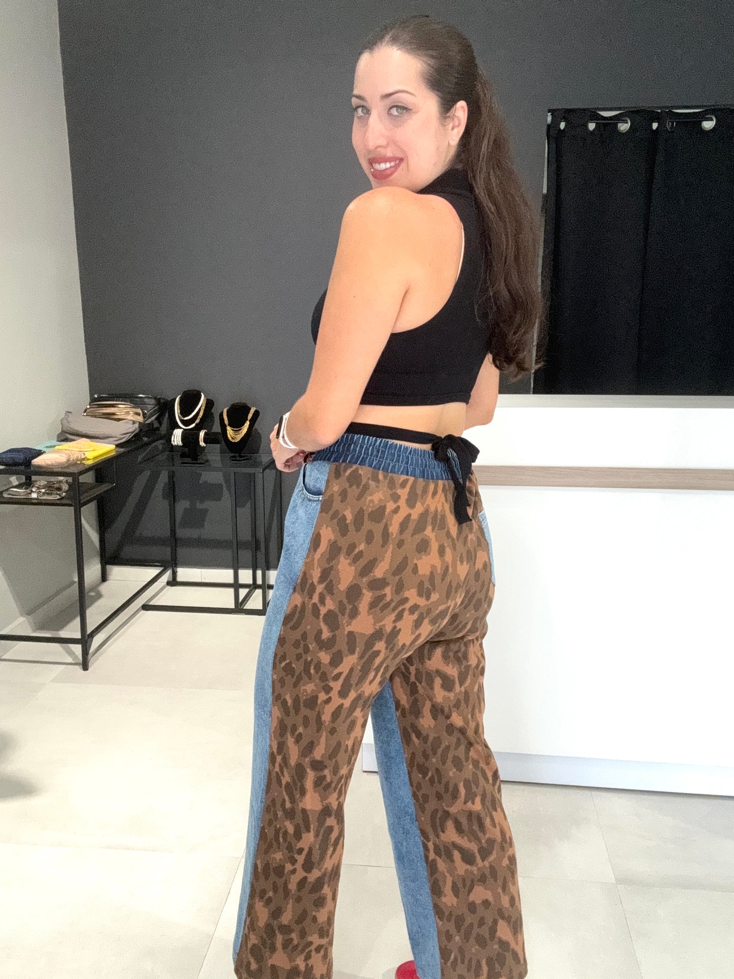 Leopard Denim Pant