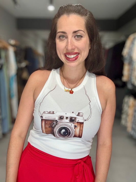 DtMF Camera Tank Top | WHITE