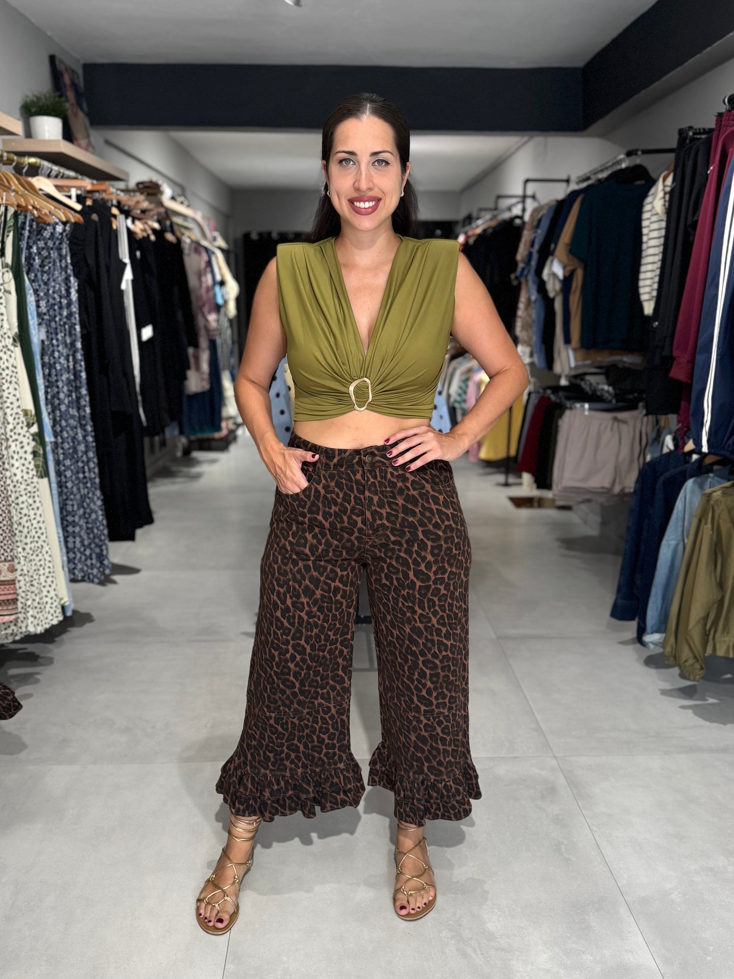 Leopard Ruffle Pant
