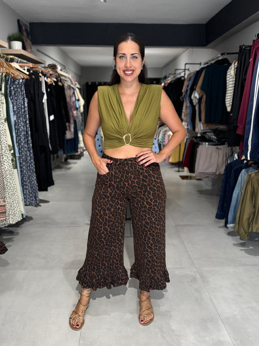 Leopard Ruffle Pant