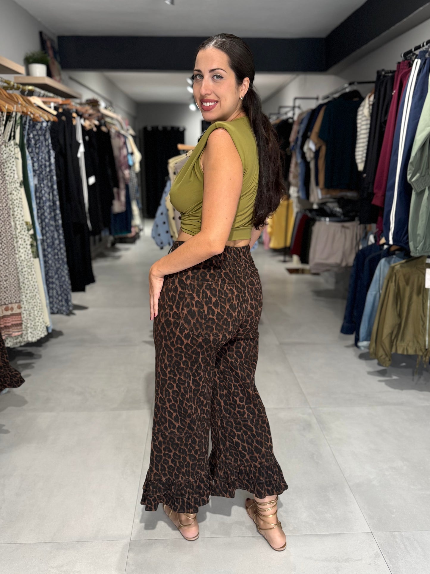 Leopard Ruffle Pant