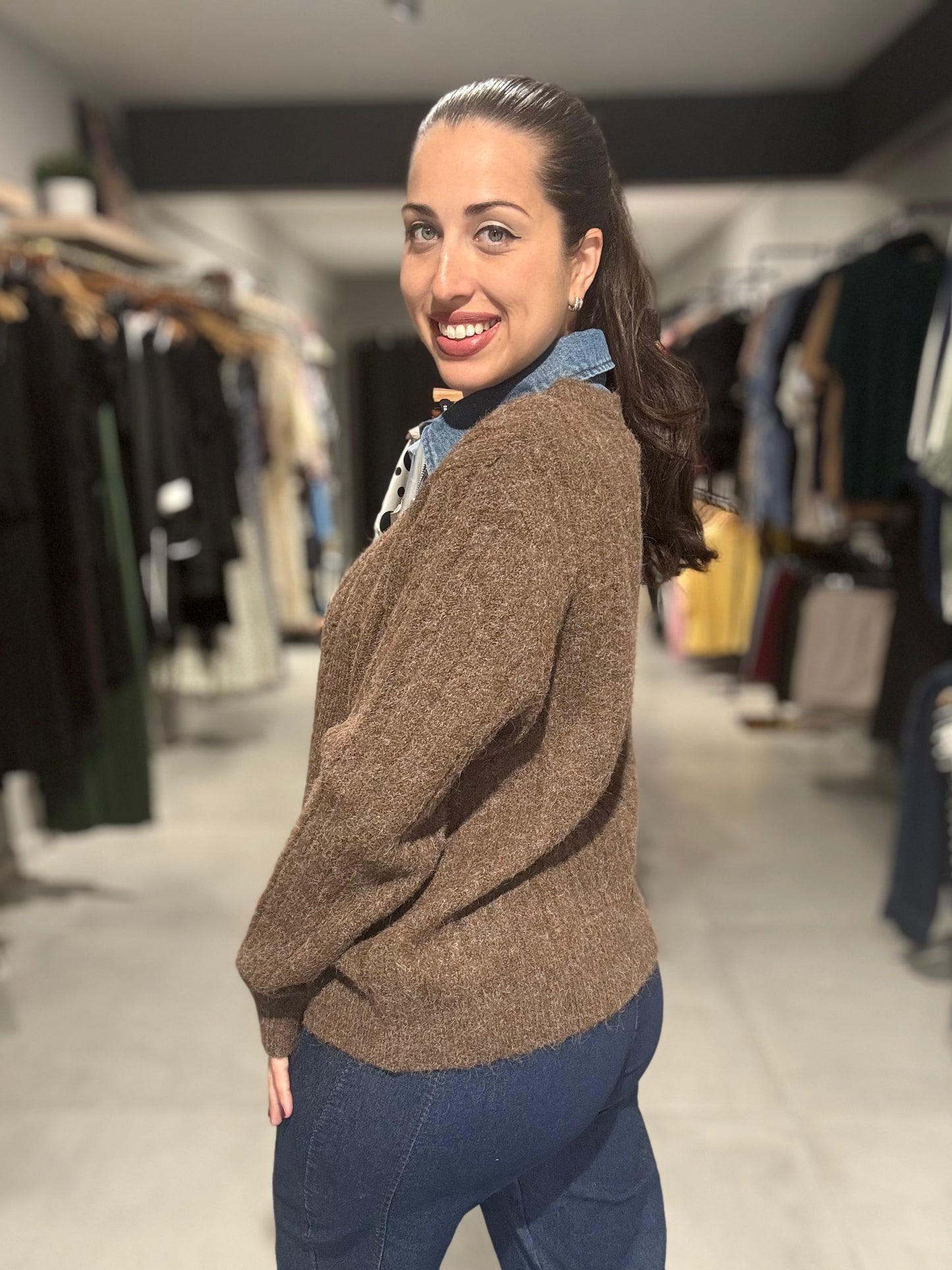 Denim Accent Knit Sweater | IMOCHA