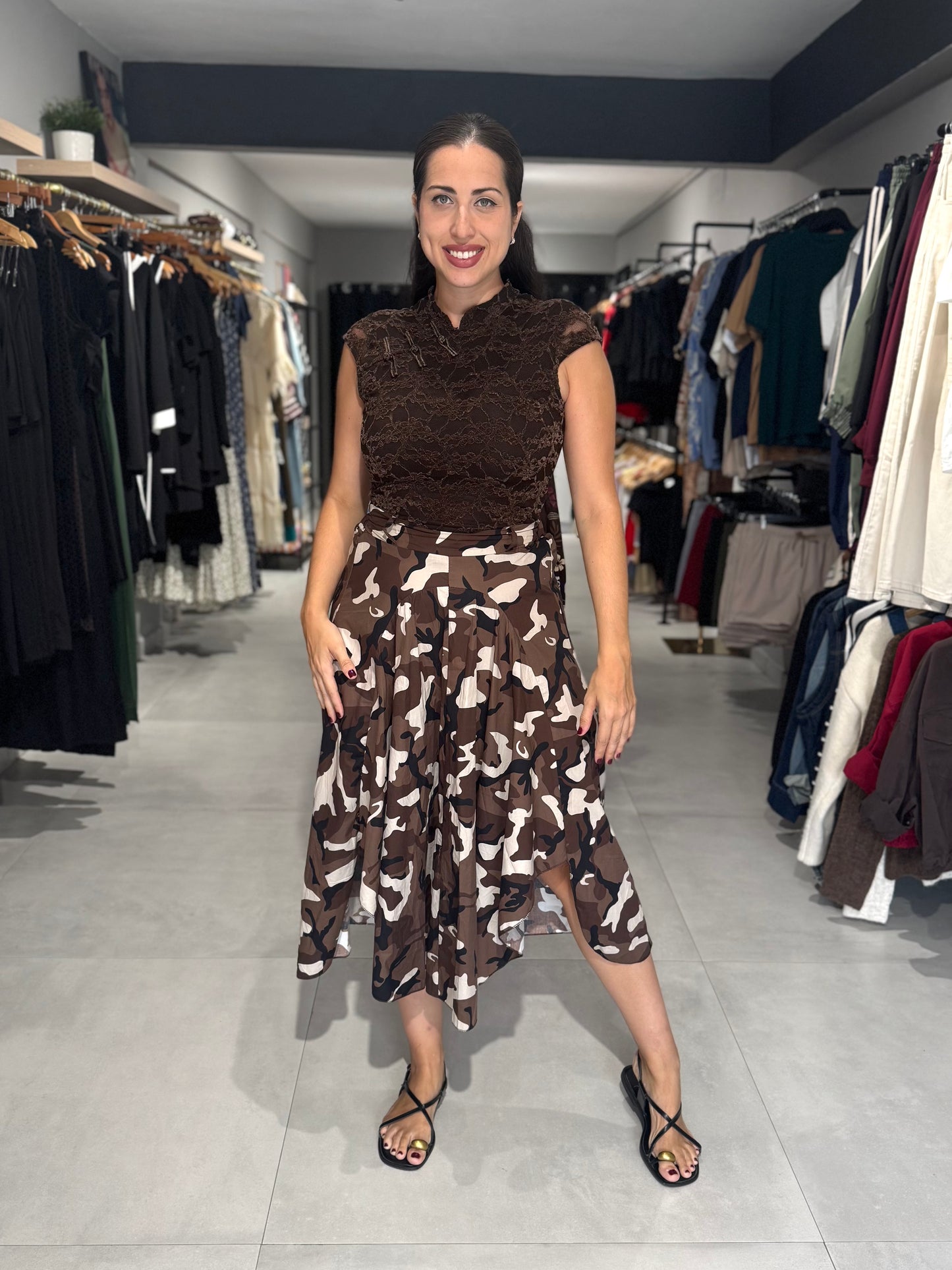 Camo Print Skirt | TAUPE