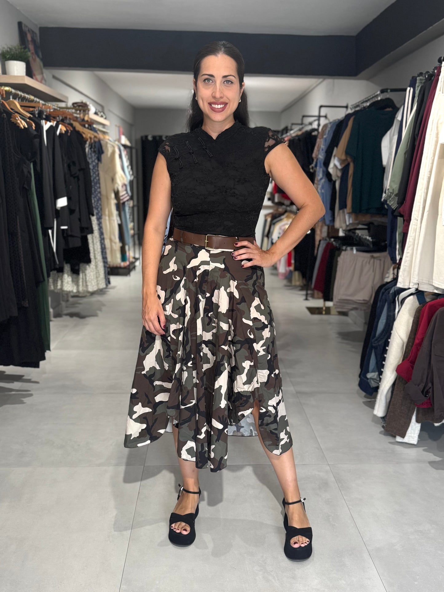 Camo Print Skirt | GREEN
