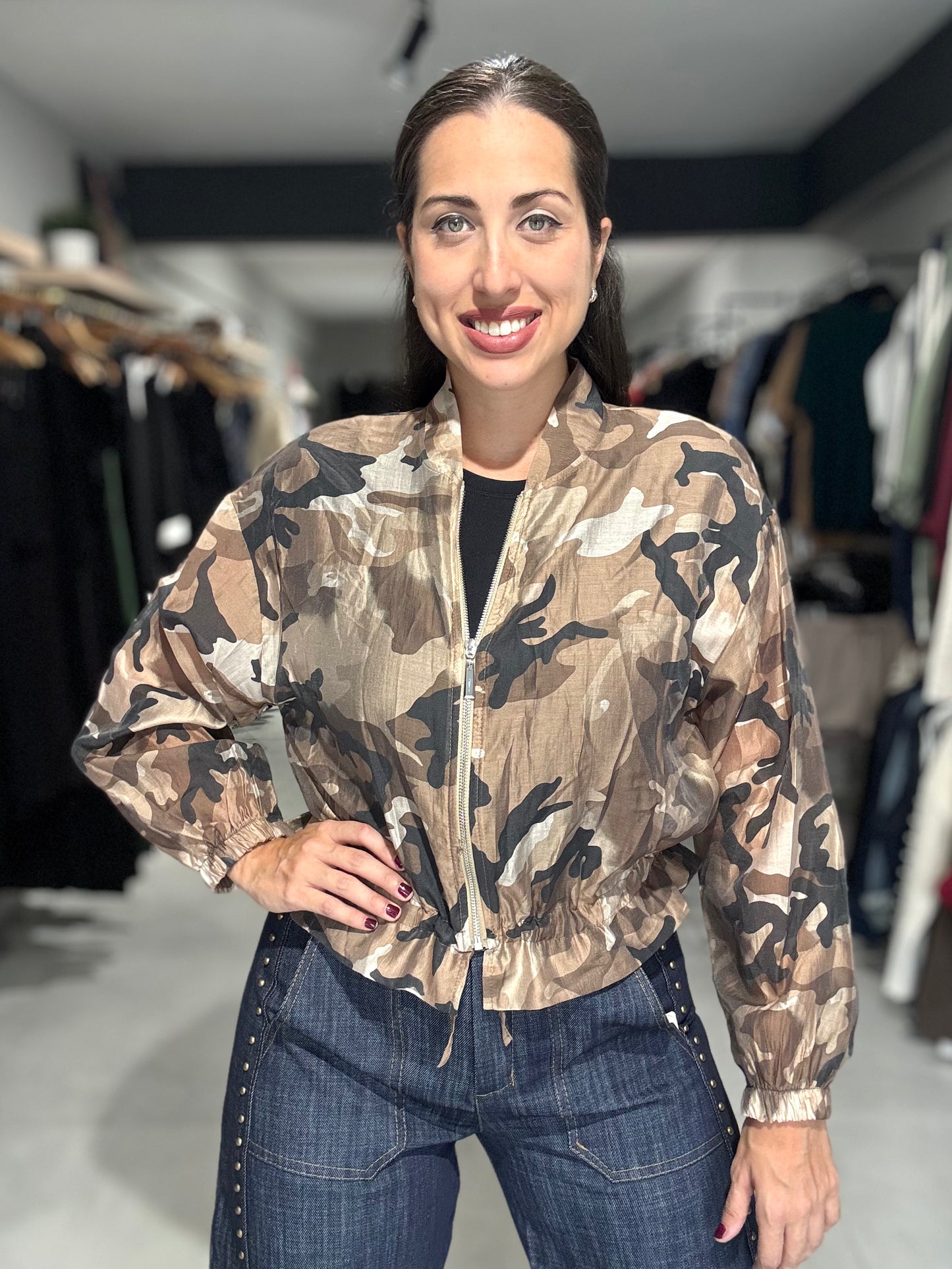 Camo Print Tercel Jacket | TAUPE
