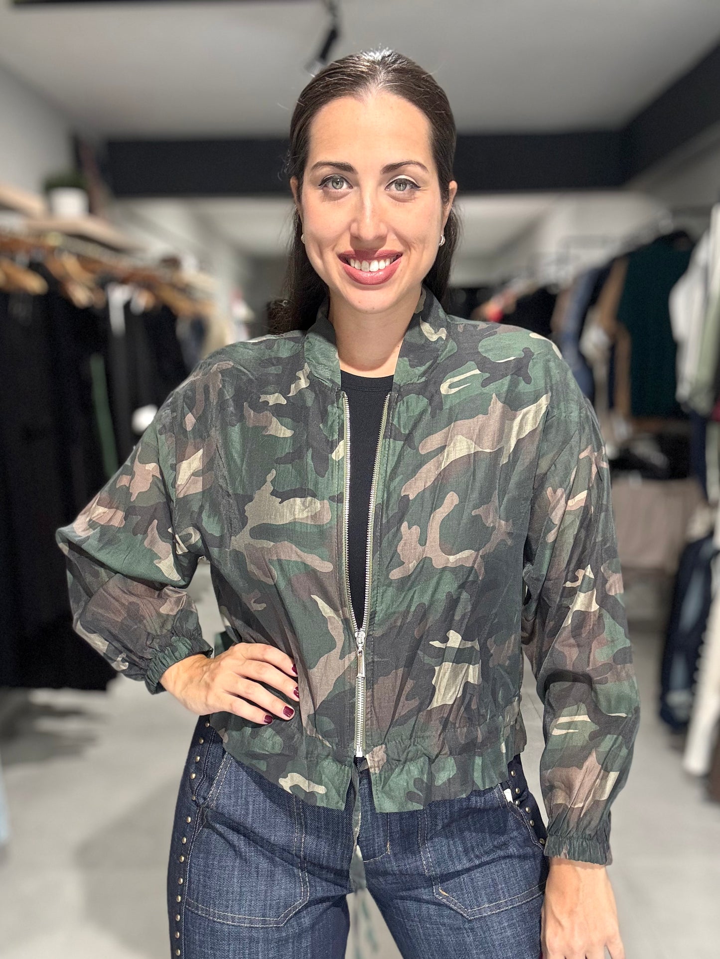 Camo Print Tercel Jacket | GREEN
