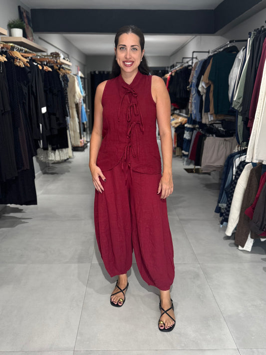 Milán Linen Set | BURGUNDY