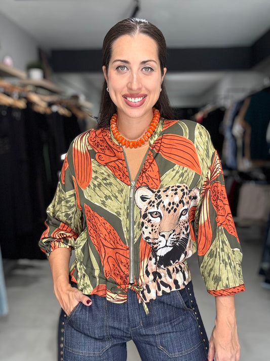 Tropical Leopard Jacket | OLIVE & ORANGE