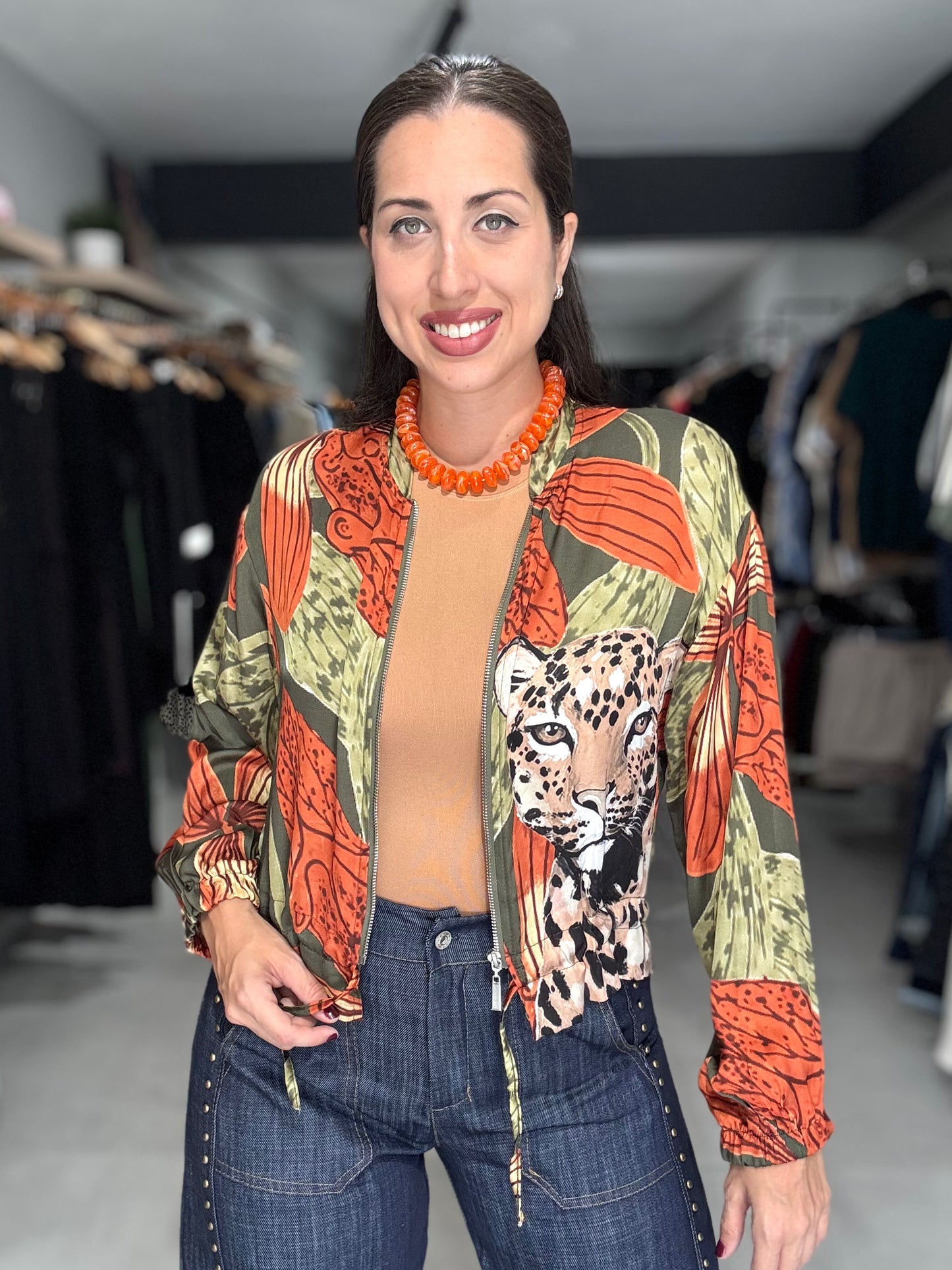 Tropical Leopard Jacket | OLIVE & ORANGE