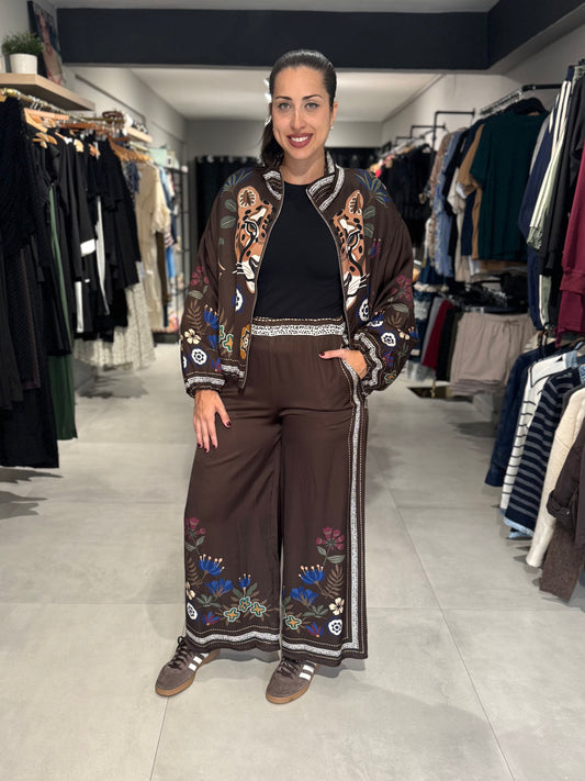 Botanical Leopard Pant | CHOCOLATE