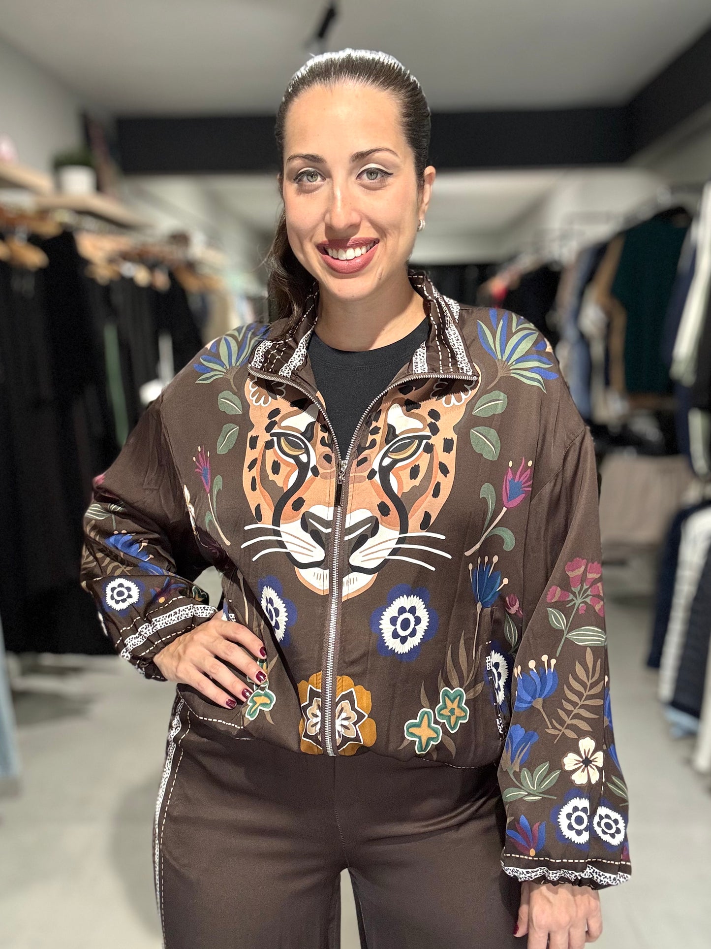 Botanical Leopard Jacket | CHOCOLATE