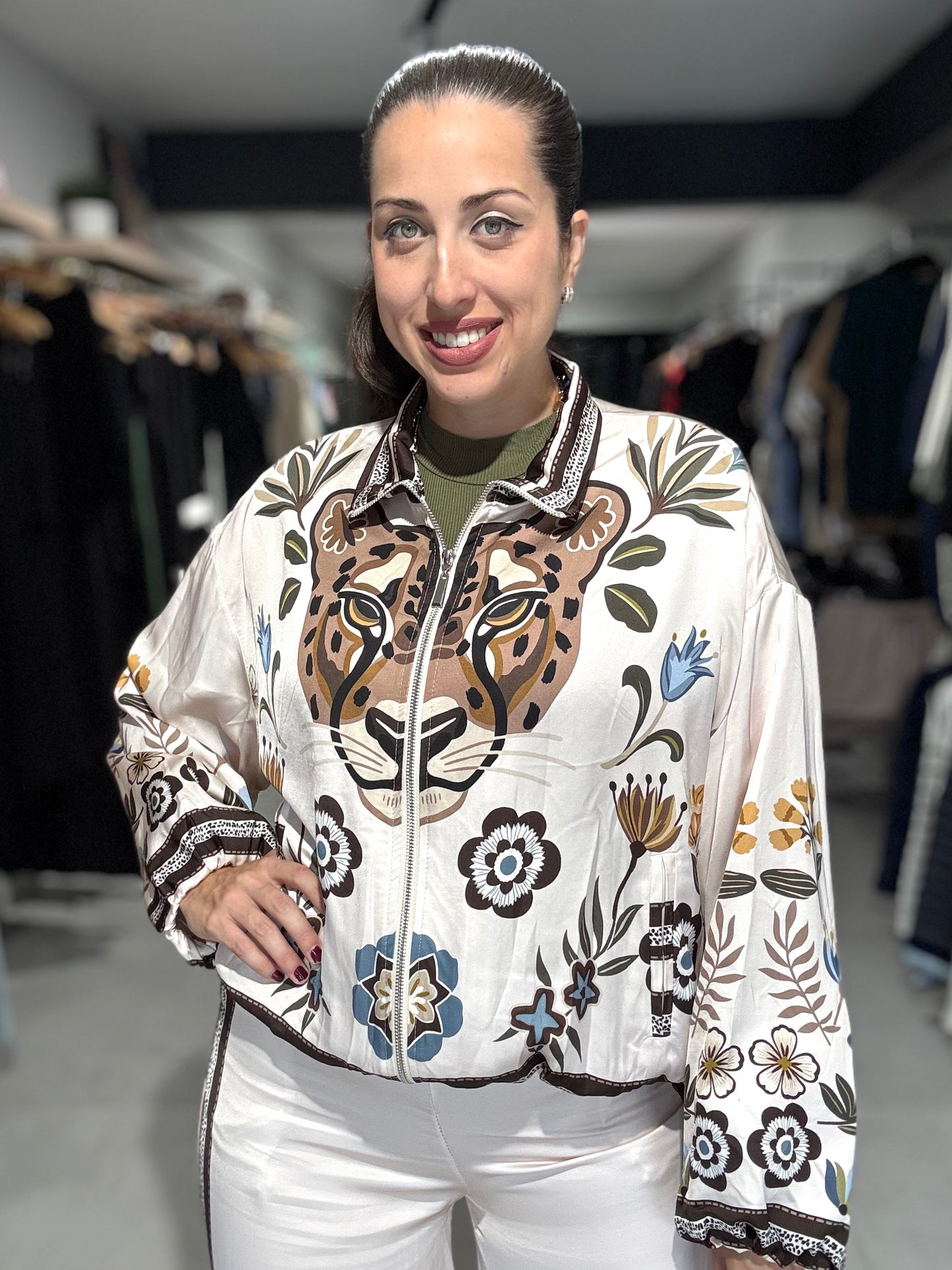 Botanical Leopard Jacket | WHITE