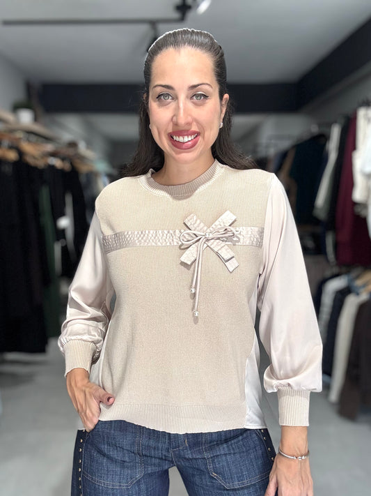 Aspen Sweater Blouse | ALMOND