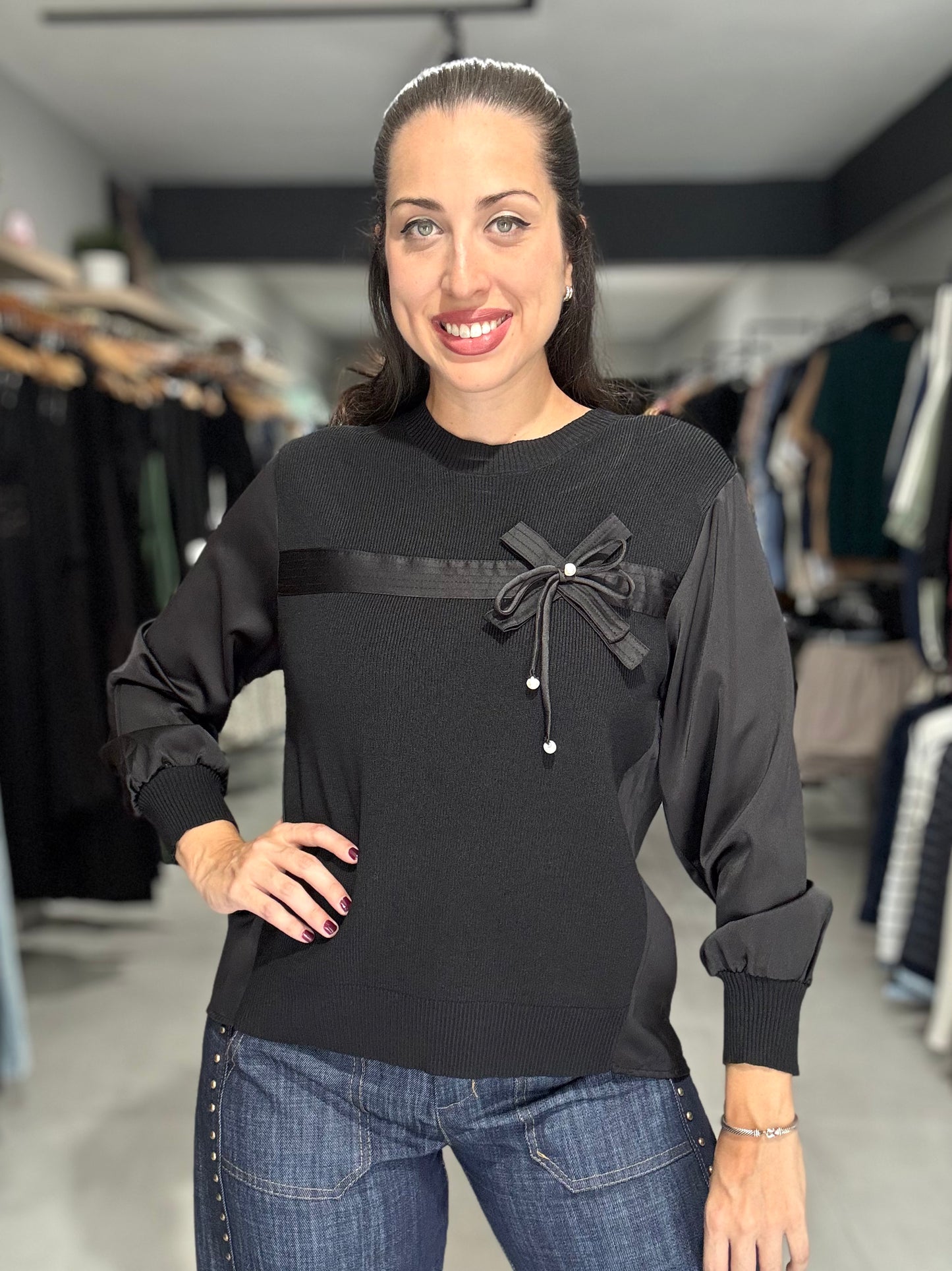 Aspen Sweater Blouse | BLACK