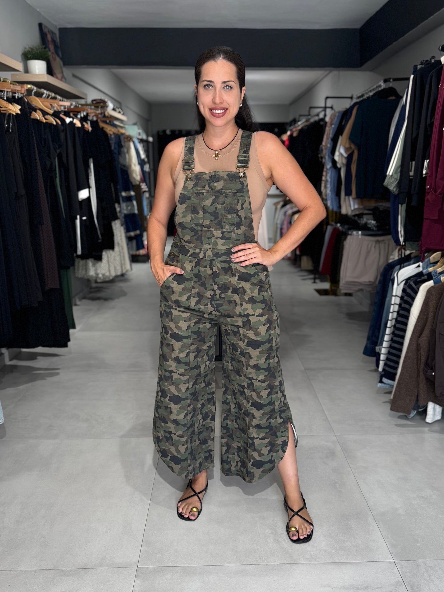 Camo Print Jumpsuit Overall