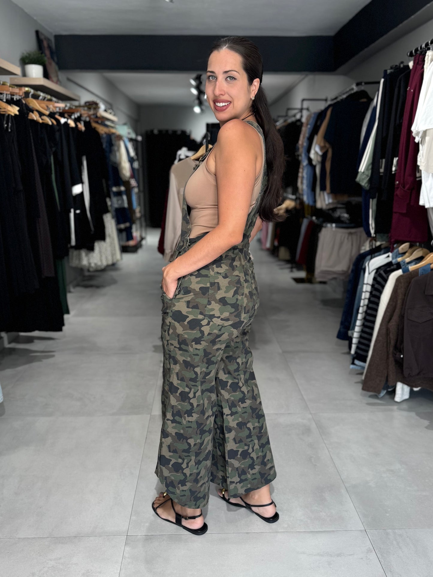 Camo Print Jumpsuit Overall