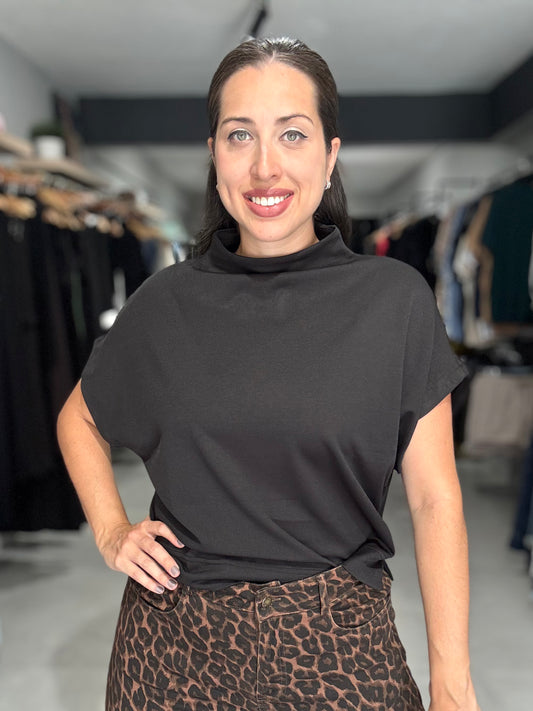 Mock Neck Blouse | BLACK