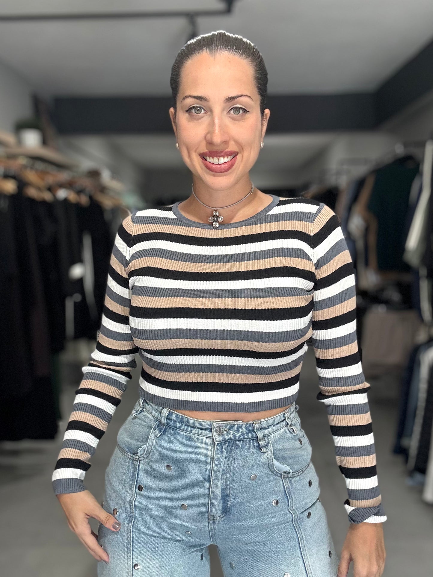 Neutral Stripes Top