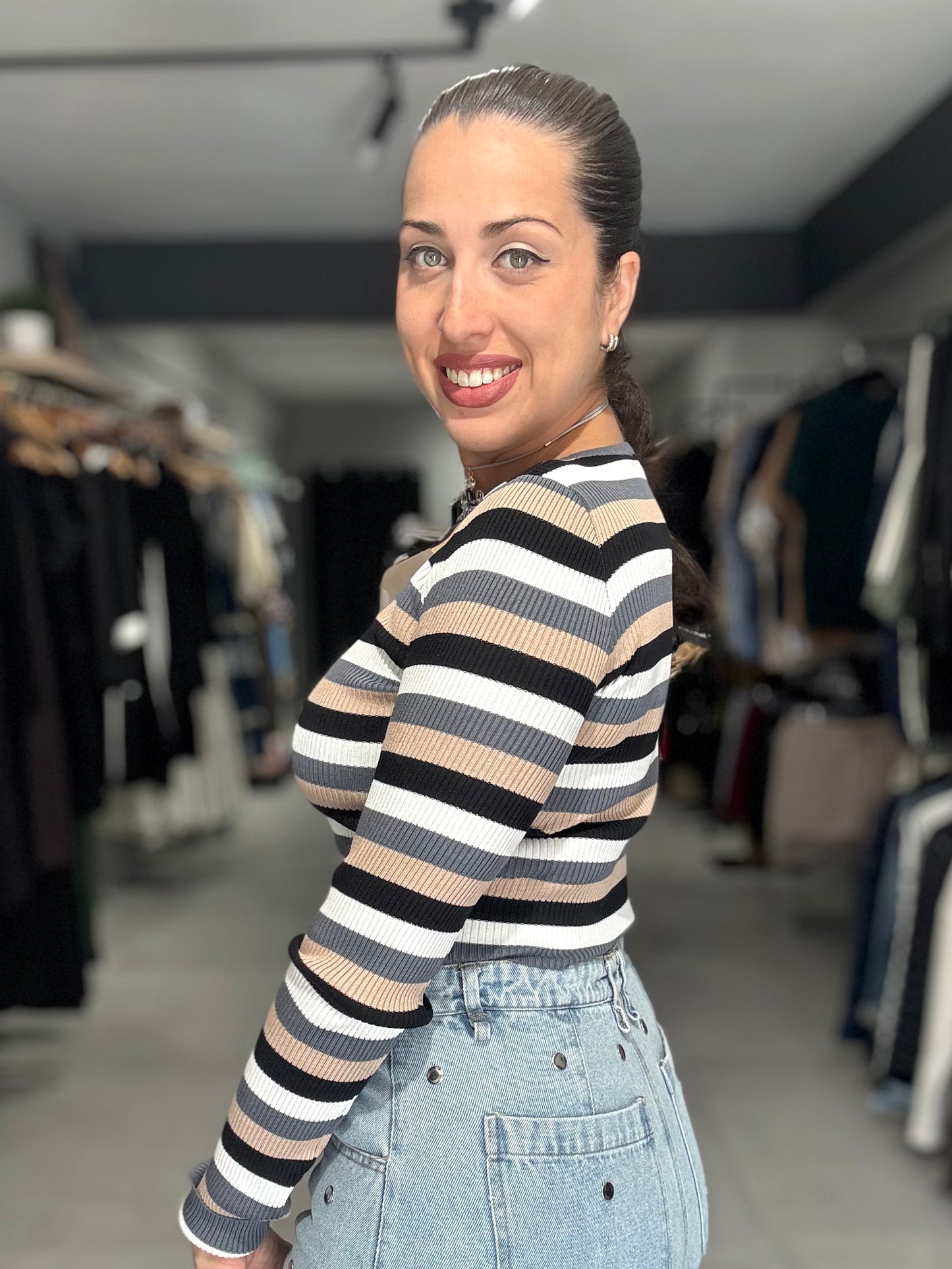 Neutral Stripes Top