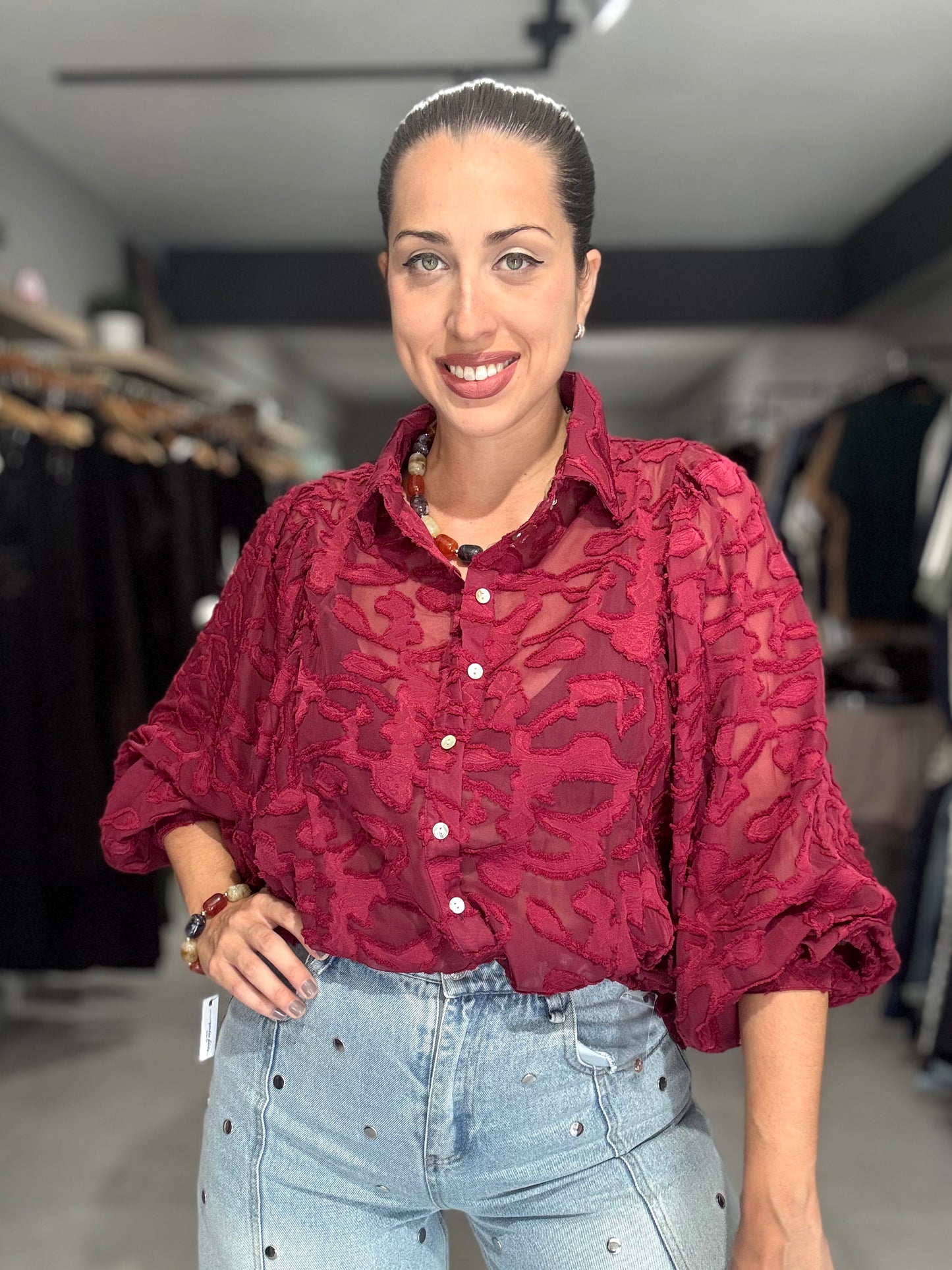 Sevilla Blouse | BURGUNDY