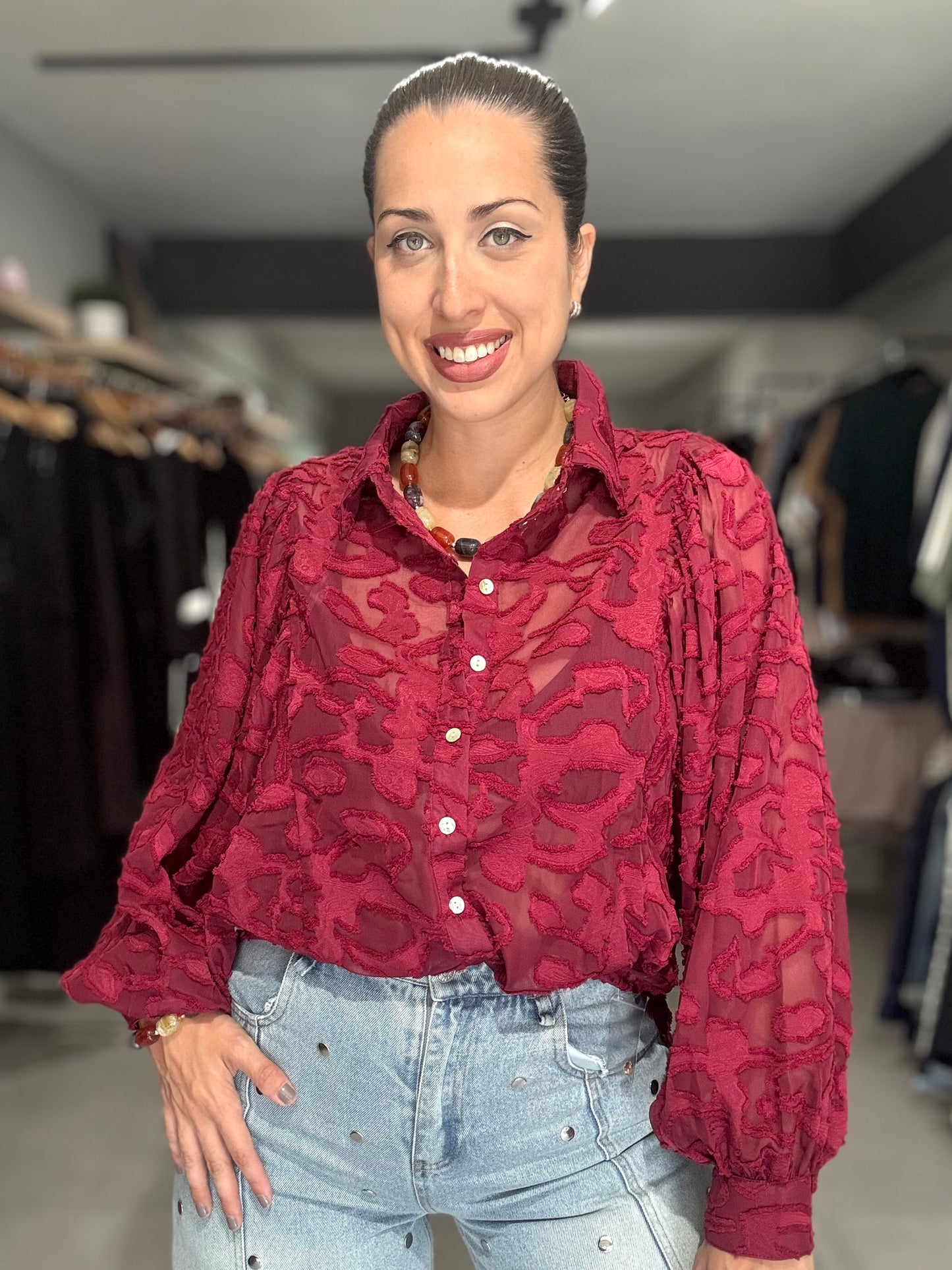 Sevilla Blouse | BURGUNDY