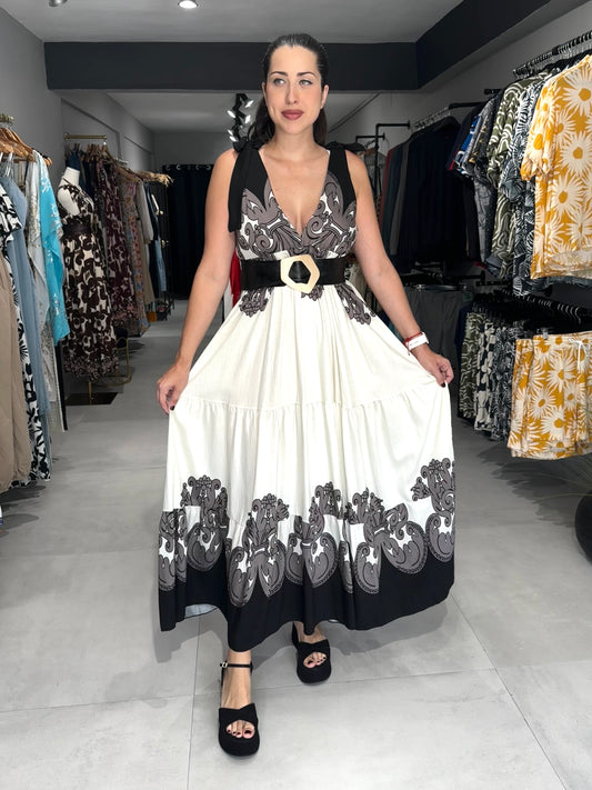 Versailles Maxi Dress | BLACK & WHITE
