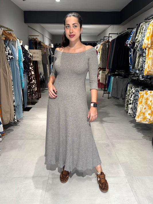 Fall Off Shoulder Dress | GREY