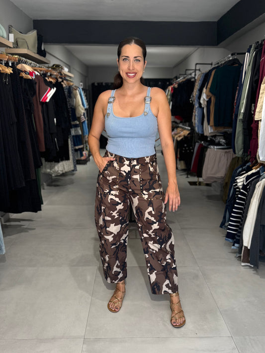 Camo Print Barrel Pant | TAUPE