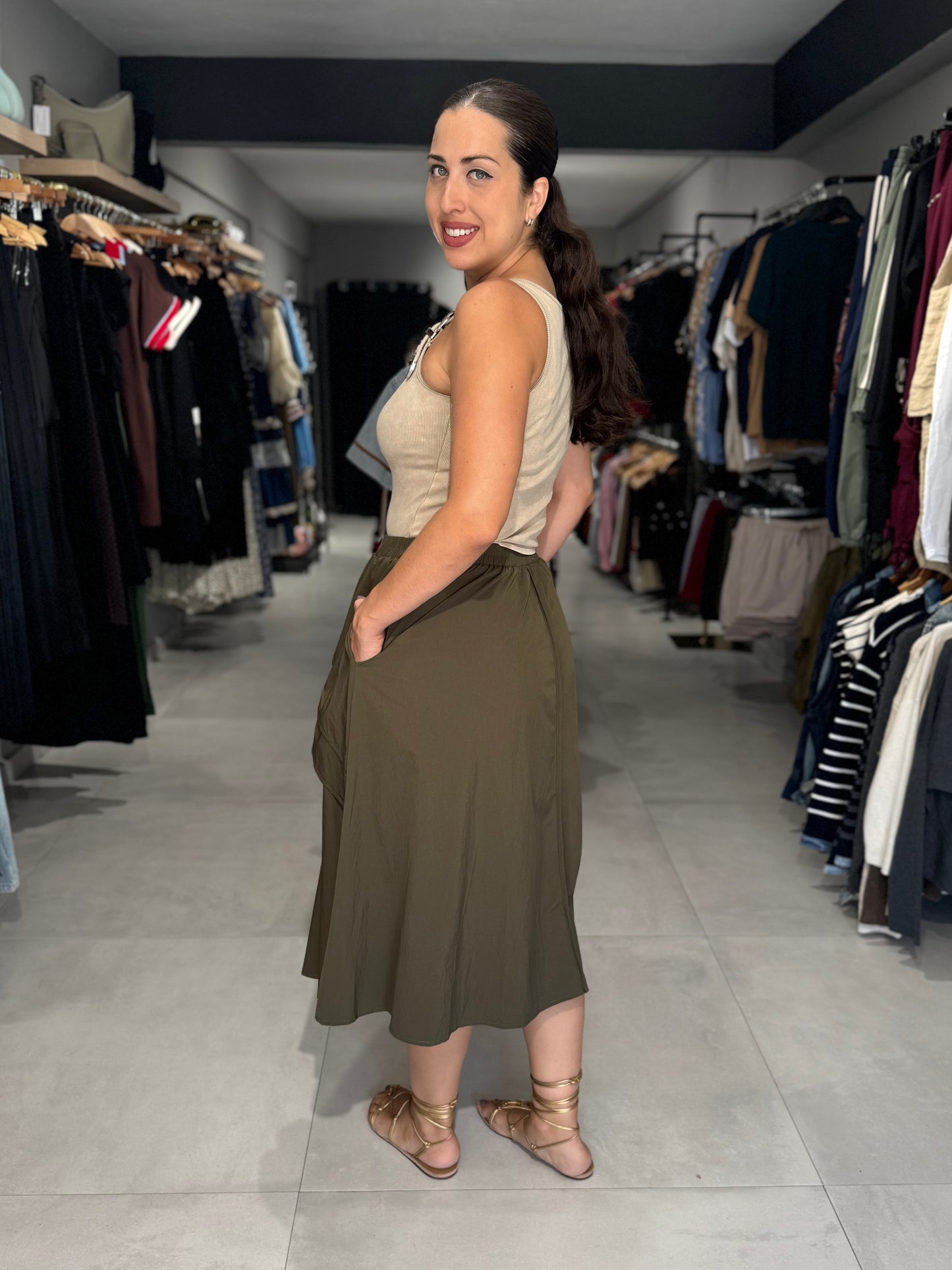 Olive Ruffle Skirt