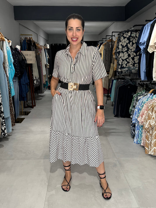Autumn Stripes Midi Dress