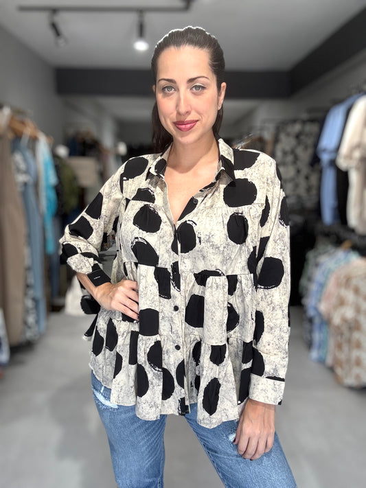 All Dots Tunic Blouse | LIGHT MOCHA