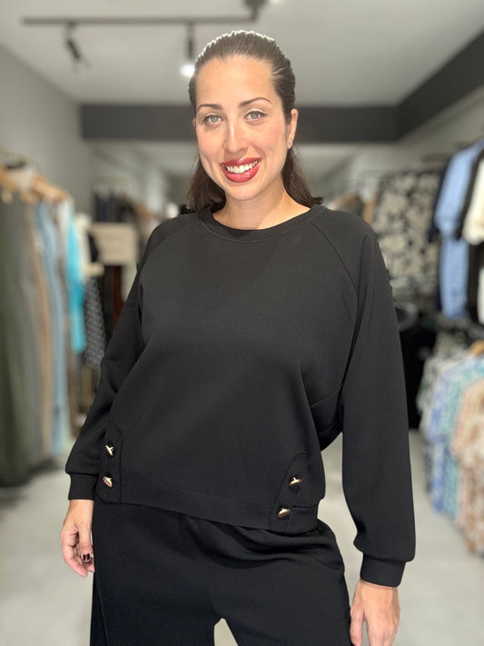 Black Cotton Pullover