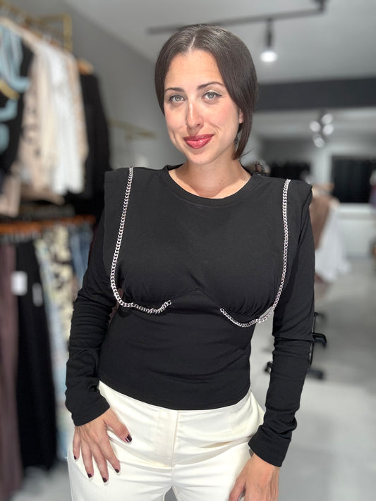 Silver Chain Detail Sweater Top